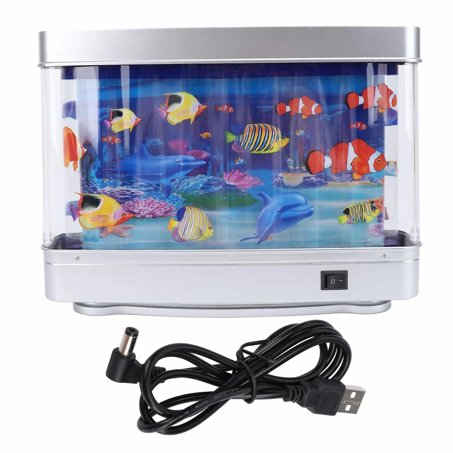 Mini Pecera Falsa de Simulación, Enchufe USB 5V en una Lámpara Decorativa Falsa de Acuario con Pescado en Movimiento para Niños bebé
