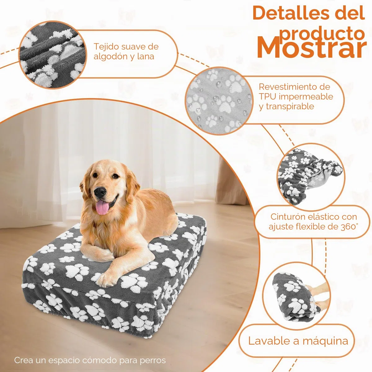 Fundas para camas de perros, funda de repuesto para cama de perro, impermeable, suave funda de terciopelo para cojín de perro, lavable, 91 x 69 x 20 cm/112 x 89 x 20 cm (XL)