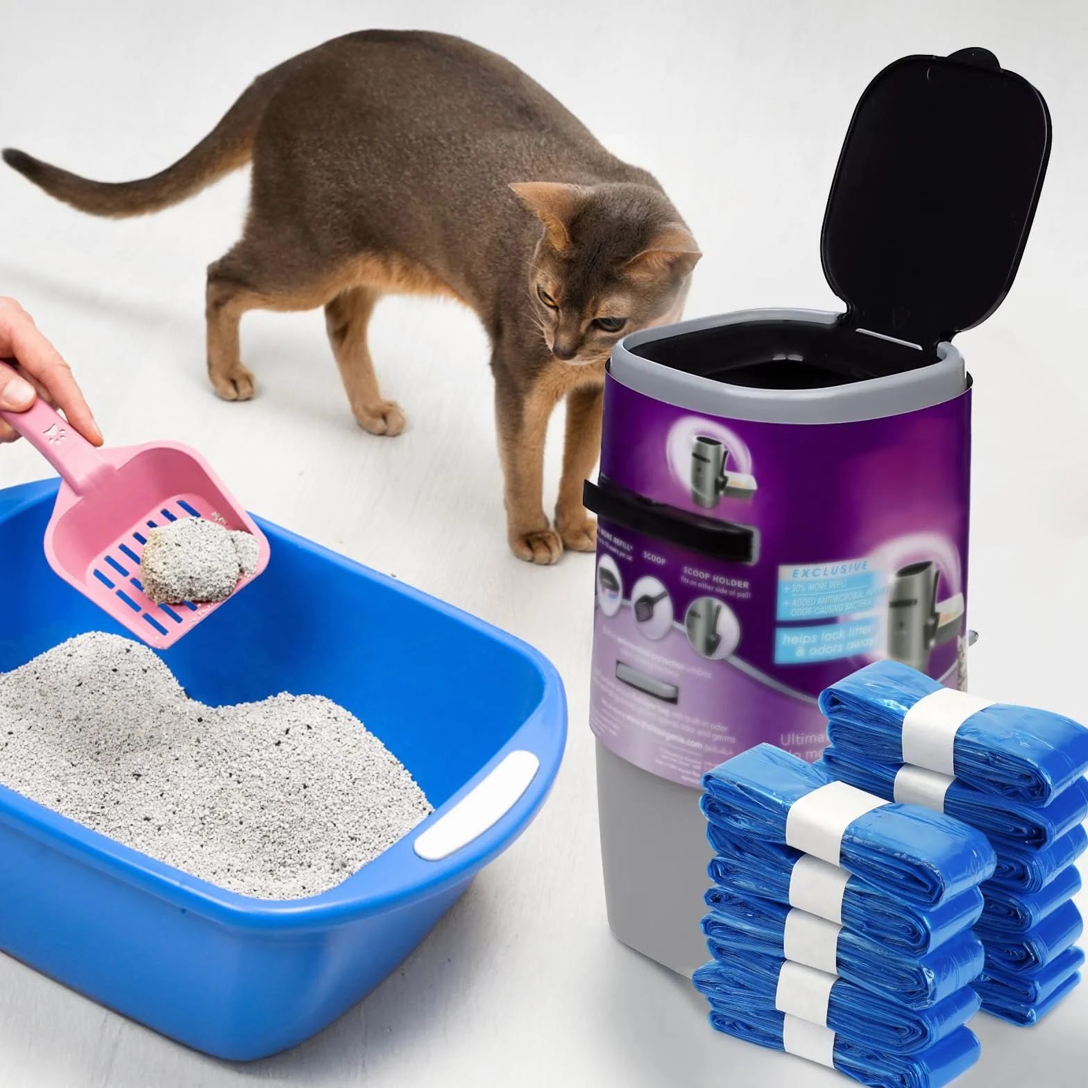 12 piezas de recambio para arena para gatos, anillos de papel de aluminio, bolsas de recarga compatibles para Litter Genie XL y LitterLocker Fashion & LitterLocker y LitterLocker II, 4,5 m (sin
