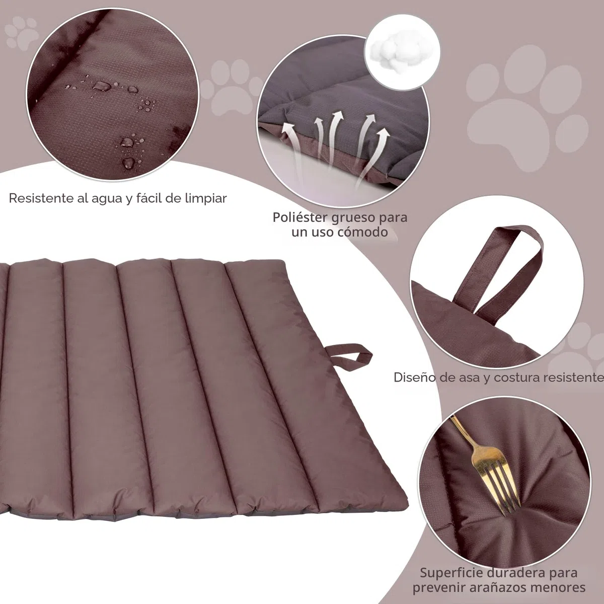 XIAPIA Cama Grande Perro, Impermeable Interior y Exterior, Colchón Manta para Perros, Portátil y Plegable Alfombrilla, Lavable, 110x66cm