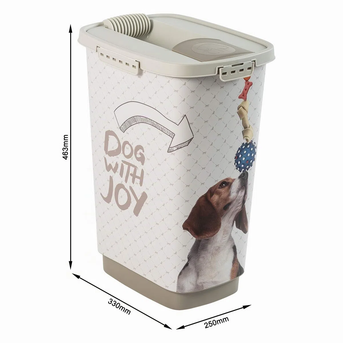 Rotho Cody - Recipiente de Comida para Mascotas de 25 Litros con Tapa y Vertedor, Plástico (PP) sin BPA, Gris Antracita/Blanco, 25 L (33.0 x 25.0 x 46.3 cm)