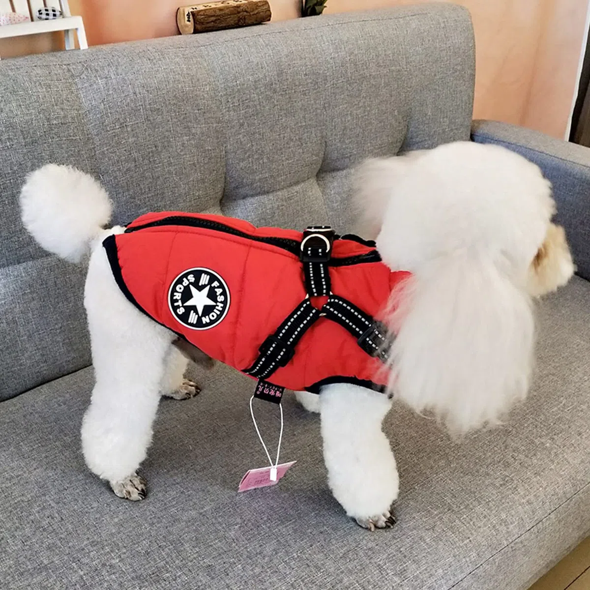 Abrigo para Perros Invierno - Invierno Abrigos Windproof Ropa para Mascotas Chaqueta para Perros con Forro Polar,Rojo,L