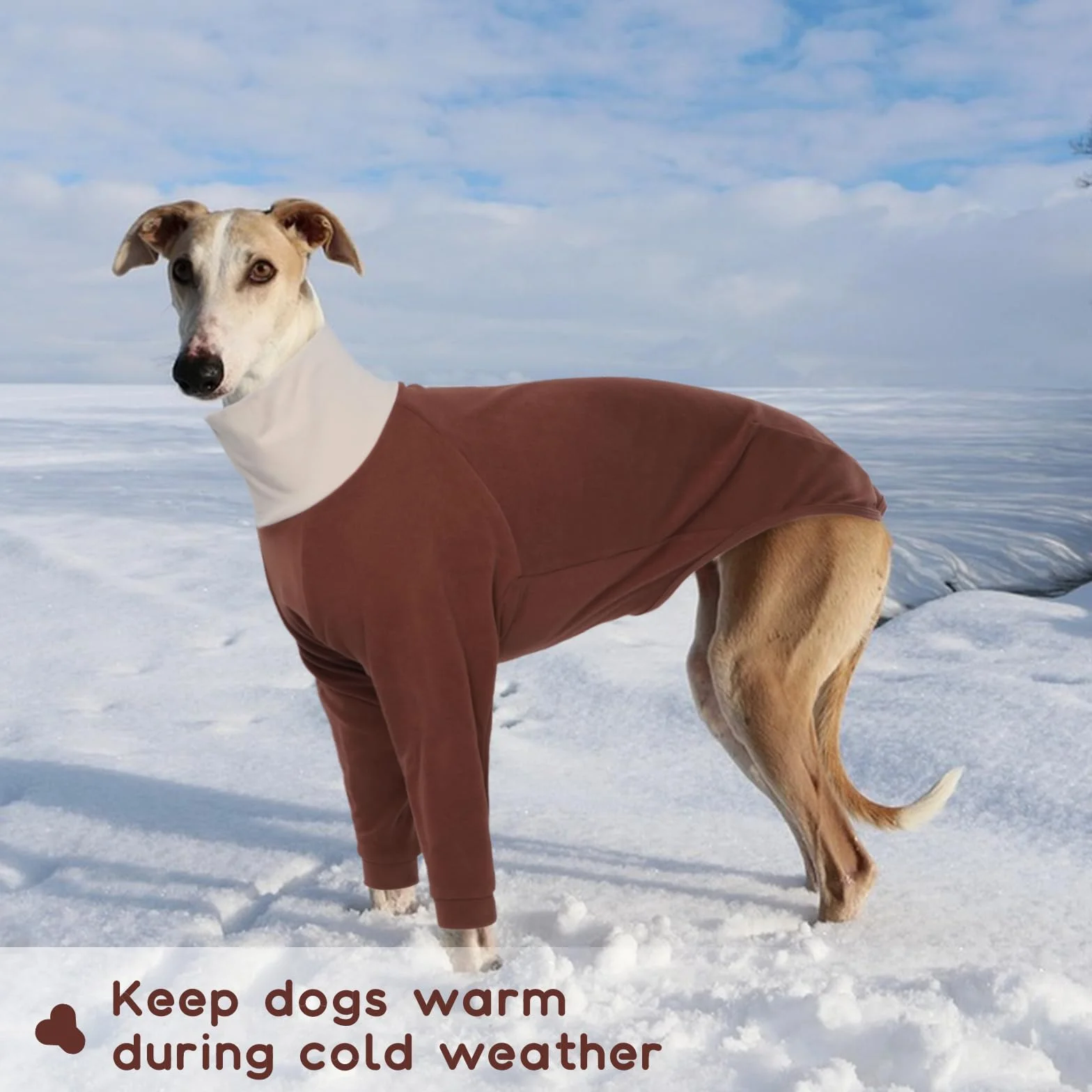 Jersey de forro polar para perros de galgo, suéter mediano para Whippets, pijama de galgo, camisa de lurcher, pijama de forro polar para perros (marrón, M)