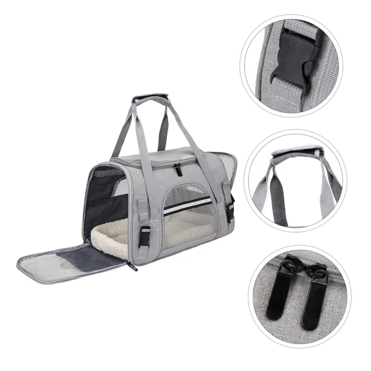 BESTonZON Transportín Portátil para Mascotas Bolsa Transpirable para Perros y Gatos para y Senderismo Material Oxford Resistente y Color Gris