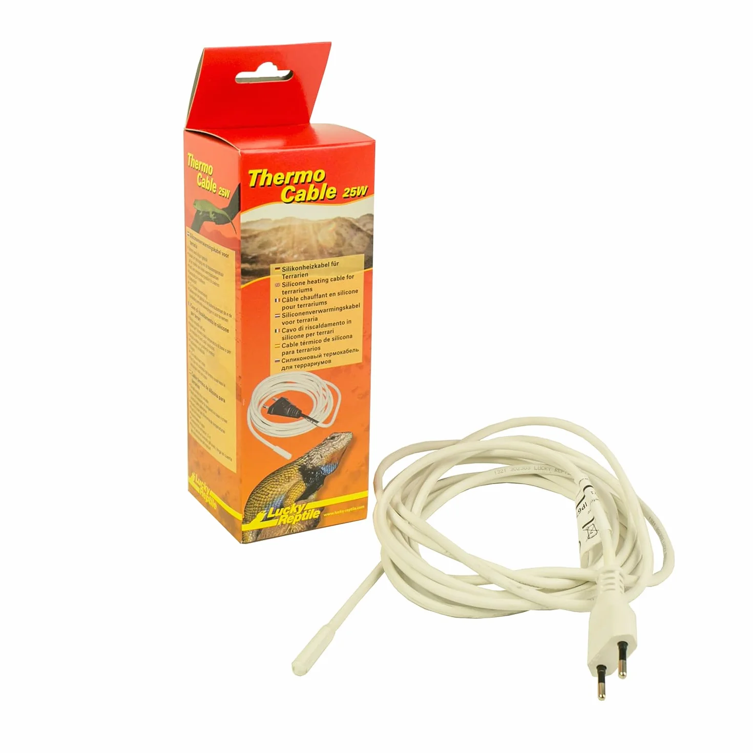 Lucky Reptile Thermo Cable - 25 W Cable Calefactor Impermeable para terrarios - Cable de 4,8 m con 1,5 m de alimentación fría - Calentamiento rápido y Calor Uniforme - Accesorios para terrario