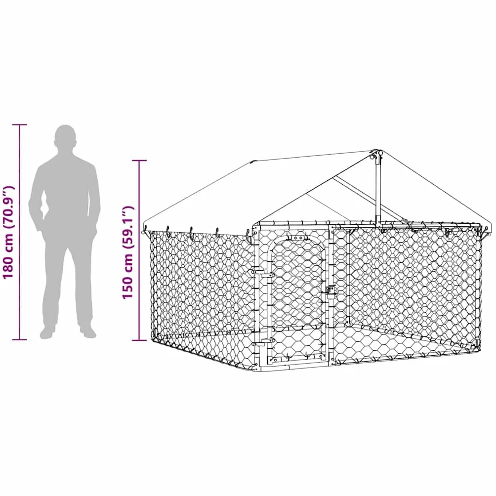 vidaXL Perrera de Exterior con Techo 200x200x150 cm Jaula Cachorro Mascota