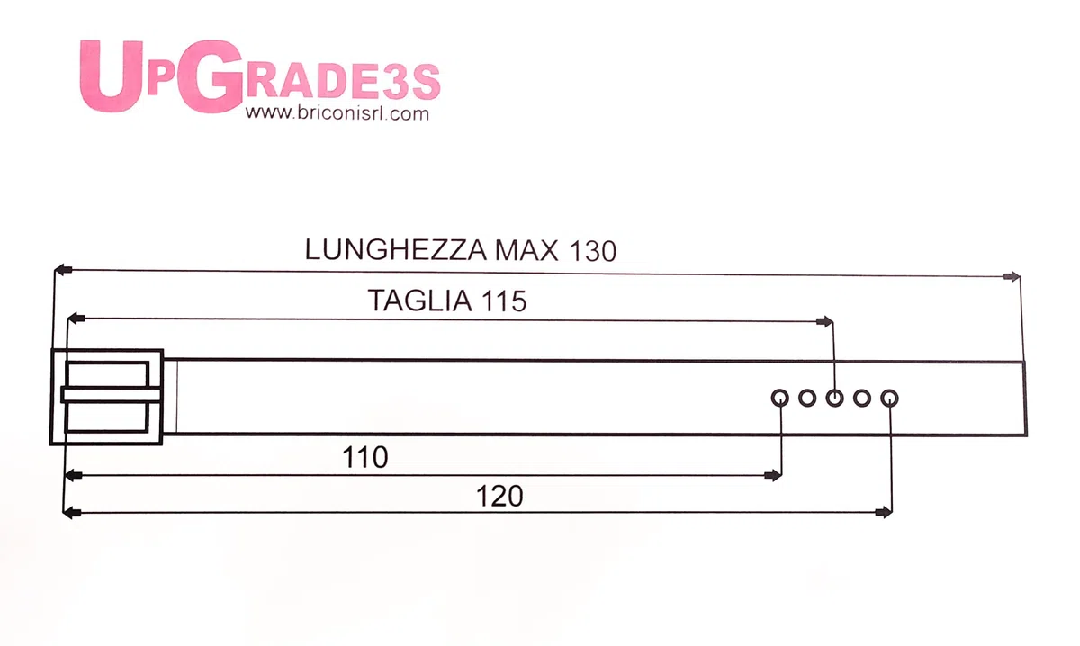 UPGRADE 3STYLE Cinturón de piel auténtica de caballo acortable sin tornillos. Paquete de cartón ecológico y bolsa de algodón. Fabricado en Italia., Cow Negro 4x130, 120