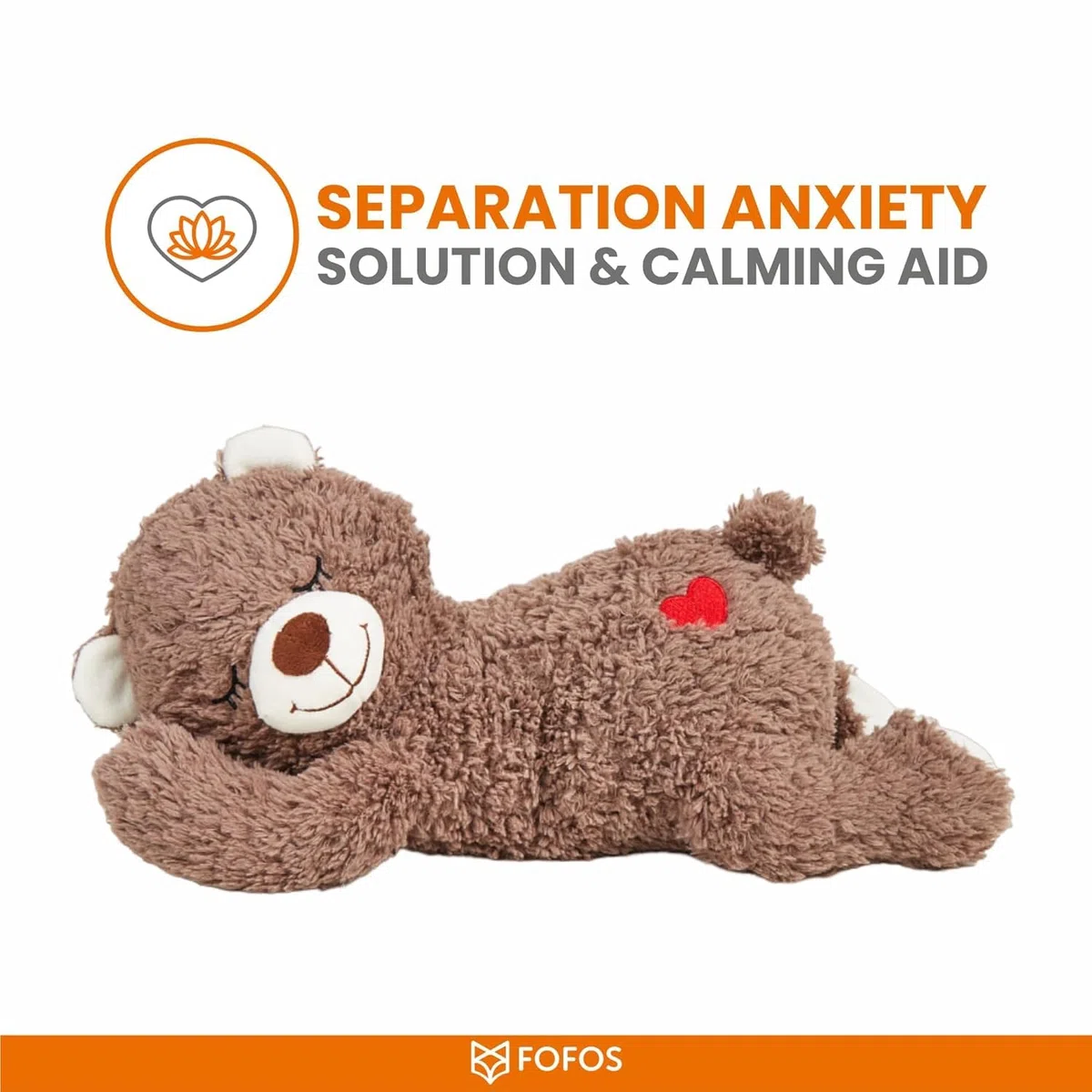 FOFOS Juguete de Latido del corazón para Cachorros: Juguete de Latido del corazón para aliviar la ansiedad por separación, Latido del corazón de Cachorro, Animal de Peluche, calmante para la ansiedad