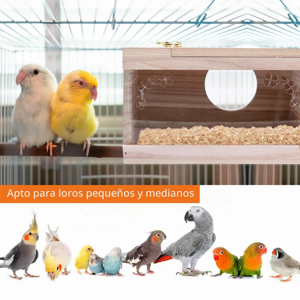 Caja nido de madera para pájaros, nido de cría de periquitos para tortolitos, caja de apareamiento para pájaros silvestres, jaula para periquitos, casa de cacatúas, gallineros