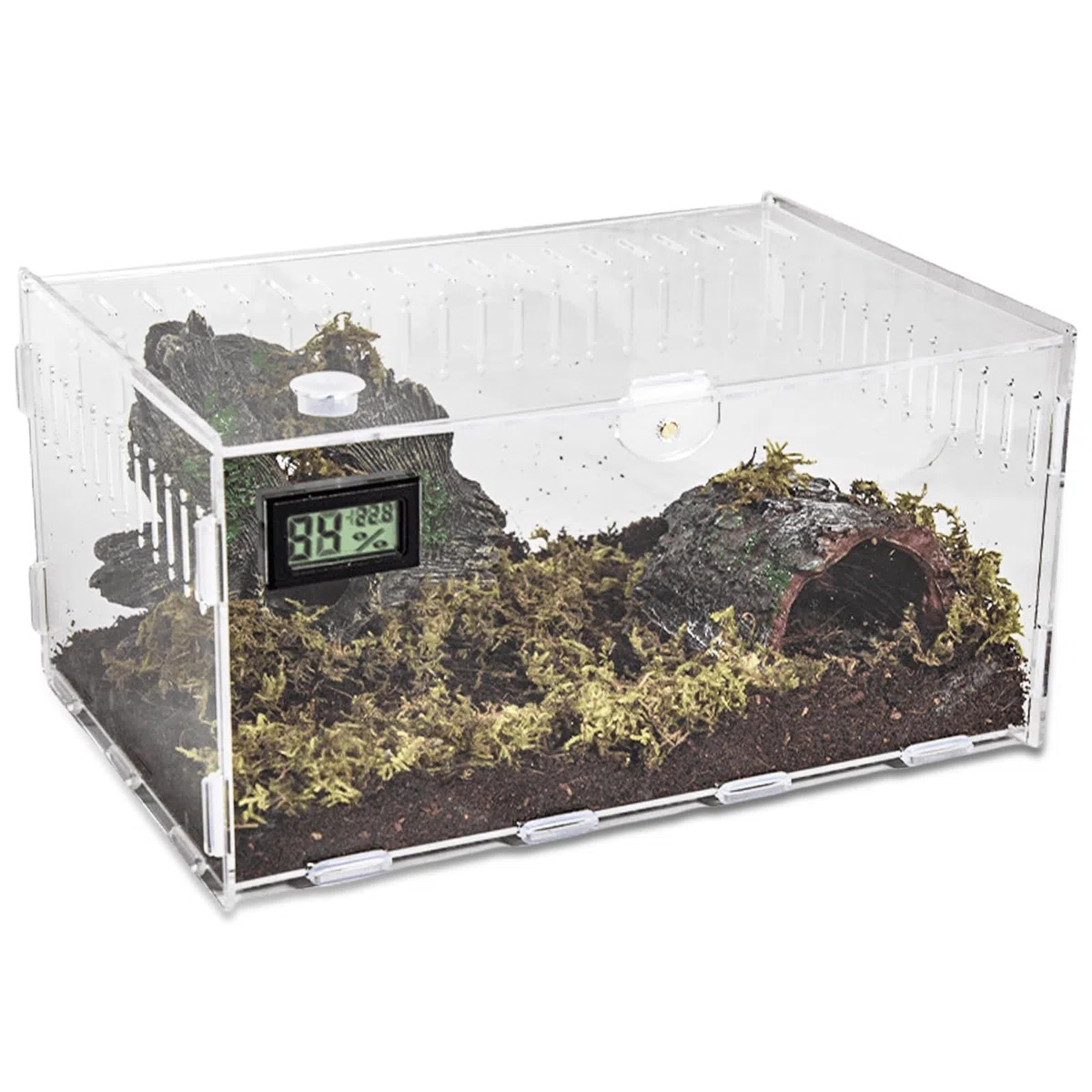 Terrario Acrílico para Caracoles - Alimentador para Reptiles 30x20x15 cm, Contenedor Acrílico Transparente para Caracoles y Arañas