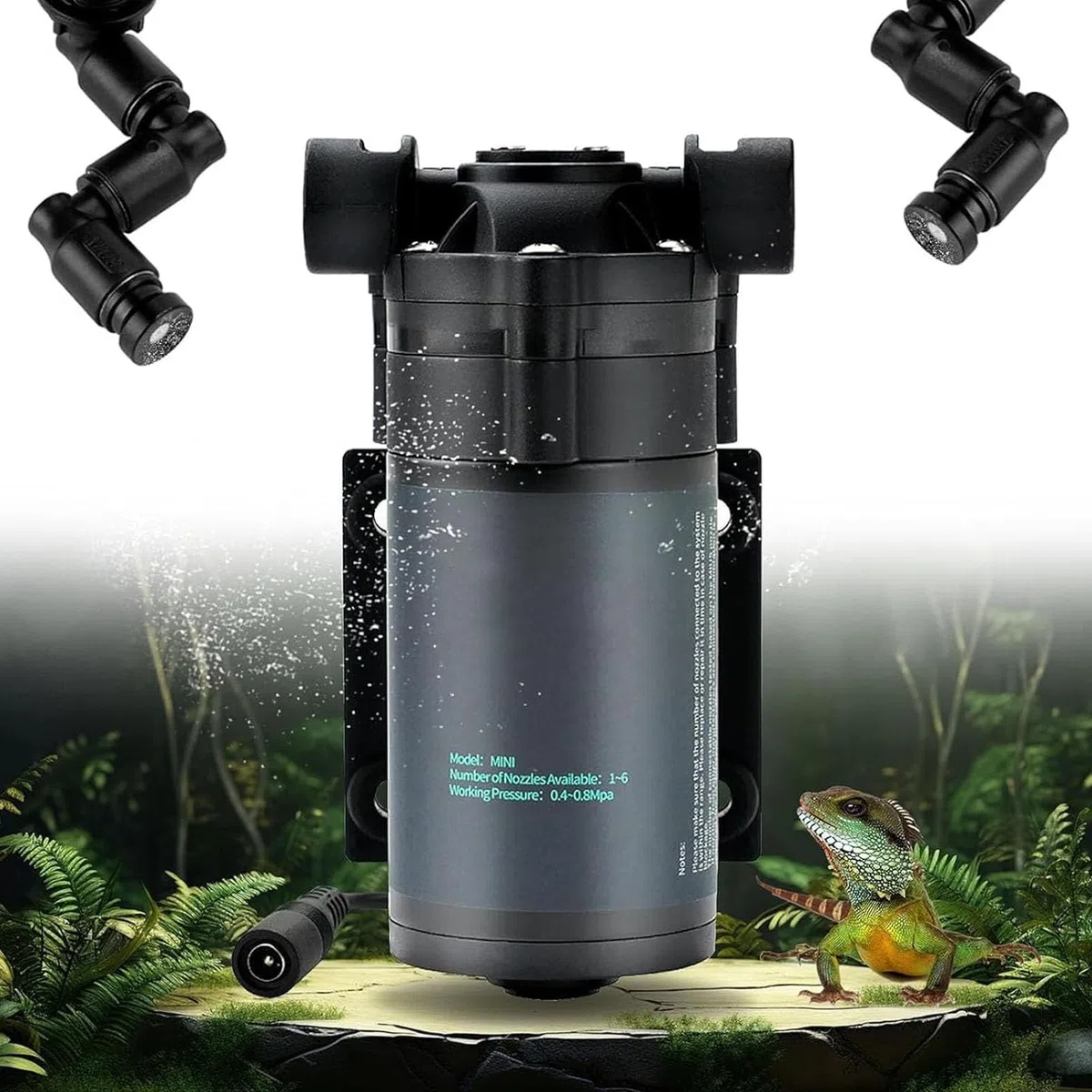 Aisny Humidificador de Terrario, Humidificador para Reptiles Anfibios con 6 Accesorios de Pulverización Terrario Humidificador Nebulizador Terrario para Plantas Paludario Criadero