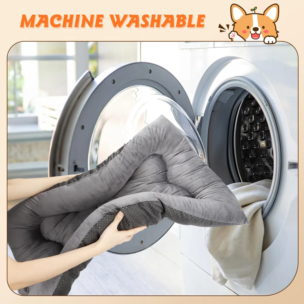 Nobleza Cama para Perro Grande, Colchoneta para Perros, Cojín Suave para Gatos Y Perros, Colchón Perro Grande Lavable Antideslizante, 100x66x13cm, Gris Claro