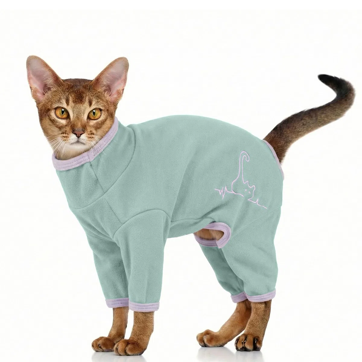 Jersey Gato, Ropa Invierno Sudadera Oara Pijama Camiseta Recuperación Gato Chaleco(Verde Claro, L)