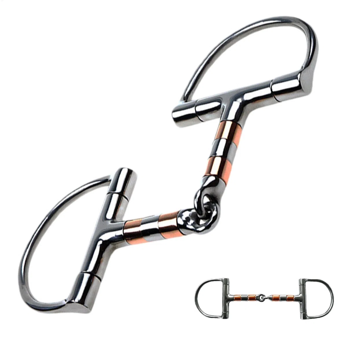 Broca para caballo de filete, Broca para caballo de acero inoxidable | Rodillo de broca bucal con cobre,Broca de caballo de articulación única, brocas de filete con anilla en D para