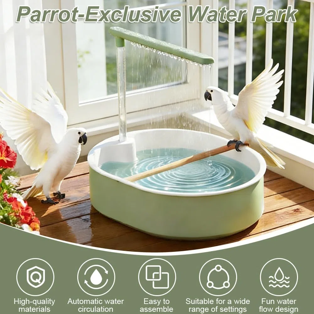 Bañera Automática para Pájaros, Cubo Bañera para Pájaros Cuenco Pequeño para Bañera para Loros con Ducha de Agua Circulante Ducha Bañera para Periquitos Alondras y Pájaros Pequeños