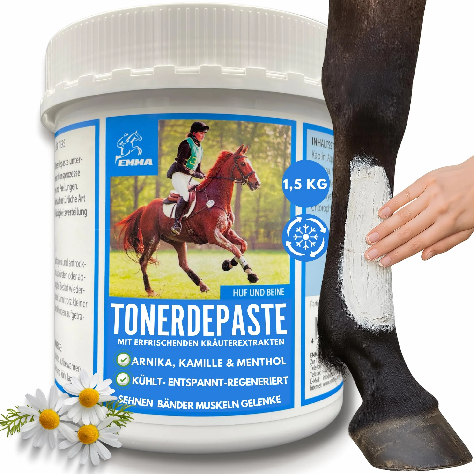 ácido acético arcilla caballos ⇒ arcilla caballo libre de dopaje 1,5 Kg I bálsamo para caballos enfriamiento I pasta de arcilla mineral - curación pasta de arcilla enfriamiento I gel de enfriamiento