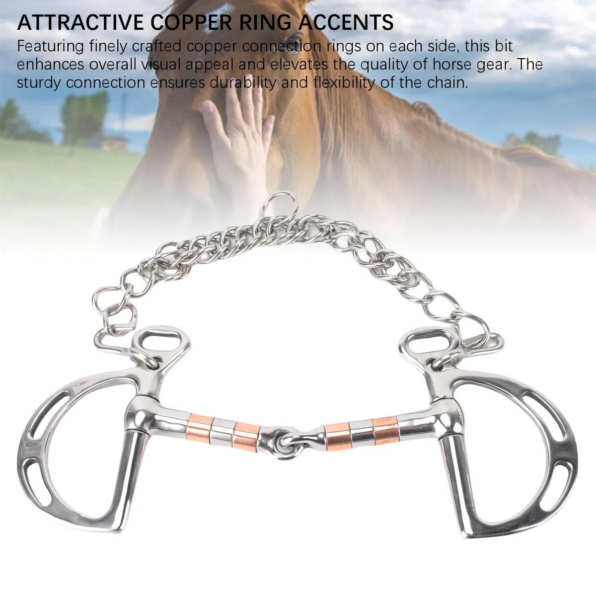 Pssopp Broca de Snaffle de Acero Inoxidable, Diseño Ranurado con Boca Articulada Hueca para un Control y Comodidad Mejorados en la Conducción Ecuestre