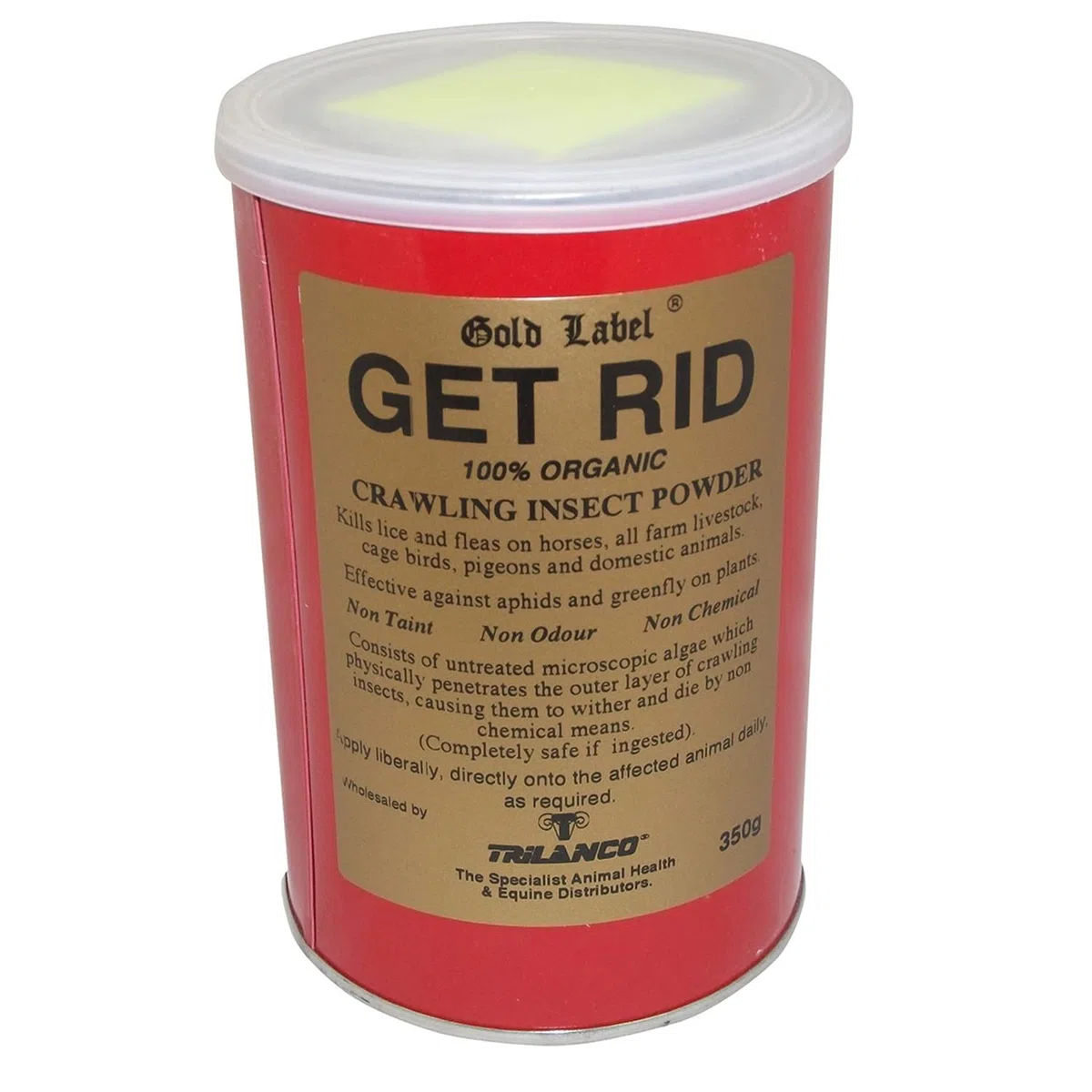 Gold Label Polvo para piojos y pulgas 'Get Rid', 350 g, un Polvo de piojos y pulgas Totalmente Natural y orgánico para Caballos