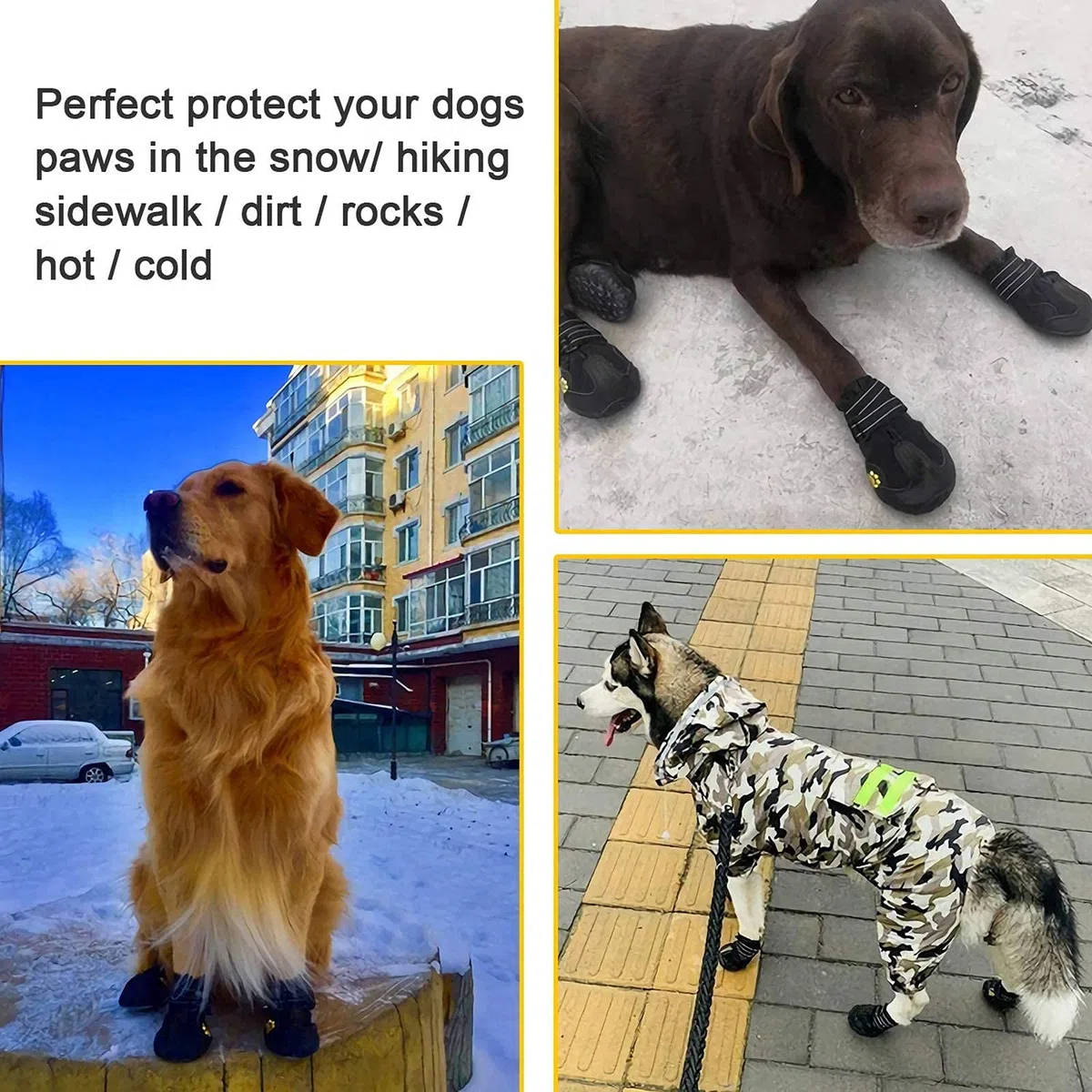 Botas para Perros de 4 Piezas, Zapatos Impermeables Con Correas Ajustables Reflectantes para Medianos y Grandes (A, 8)