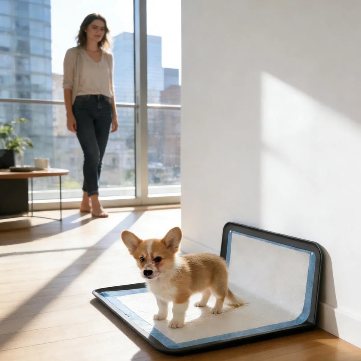 Pet Potty Tray - Puppy Toilet for Travel Comfort | L-Shaped Spill-Proof with Secure Base, Indoor Training Box, Road Trip Car Accessory, Small Dog Cat Litter Solution for Home Garden Outdoor Walking