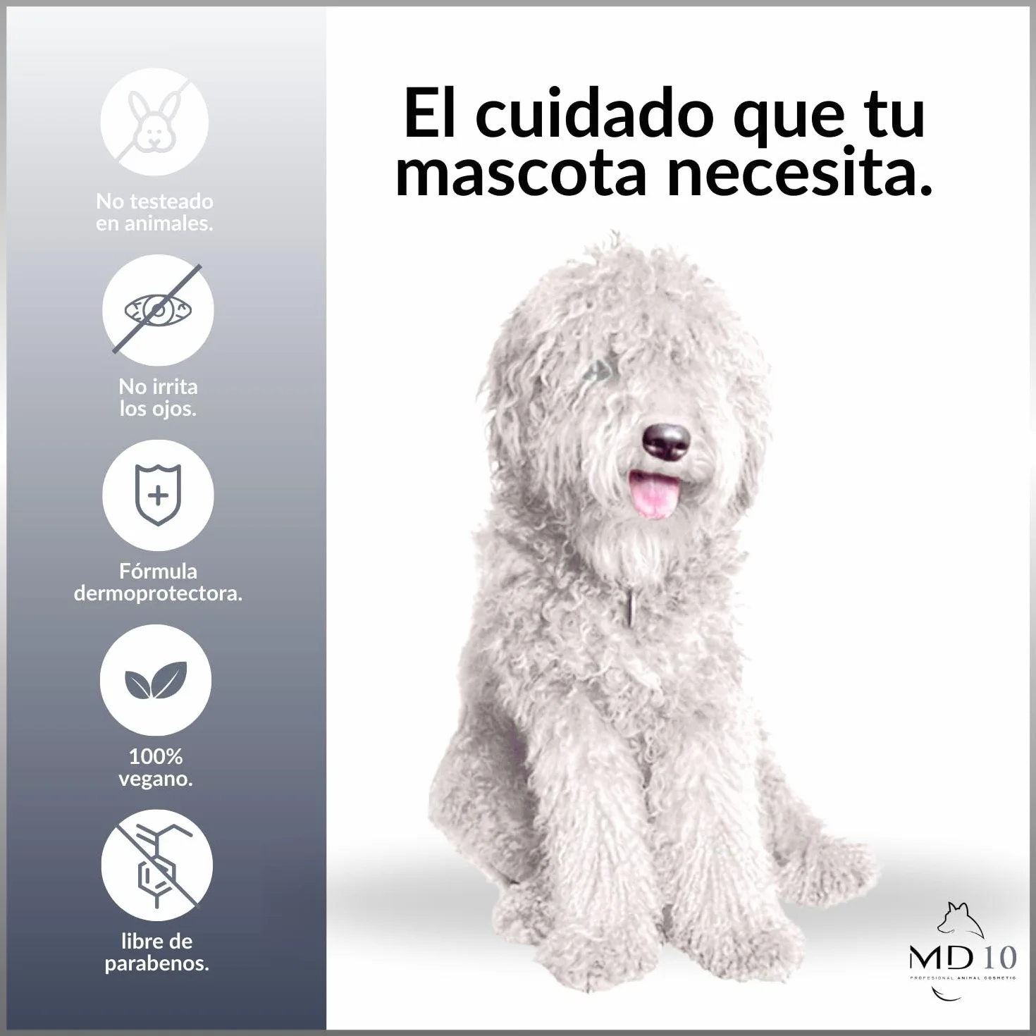 Champú para Perro de Agua Español Pelo Blanco - Mantiene, Realza y Matiza el Color Blanco - Champú Hidratante, Vegano y Biodegradable - Fabricado en España - 750 ml - MD-10 COLLECTION