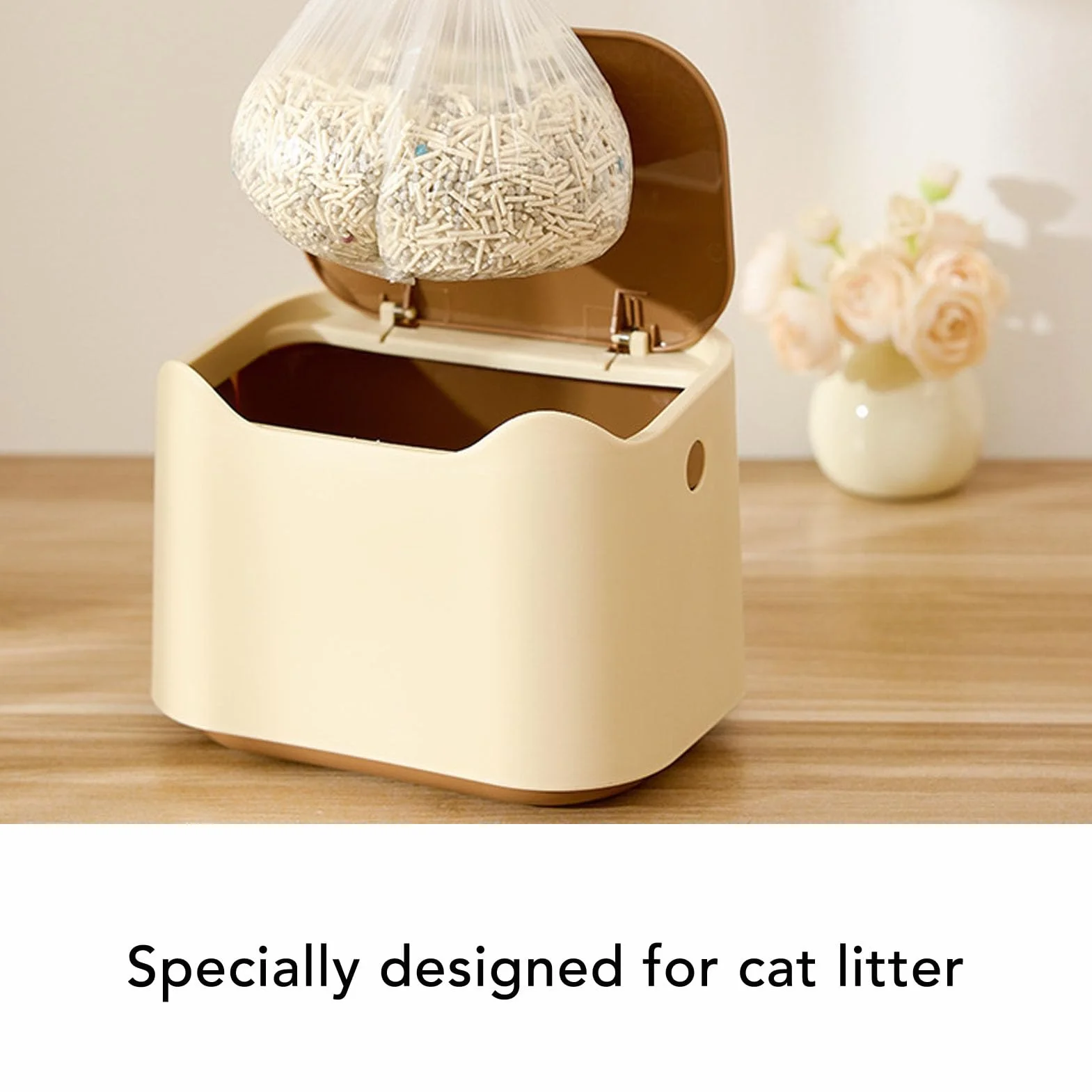 Fockety Cat Trash Cat, Cathop TOB de Tapa de Tipo de Prensa, Diseño de Basura de Caca de Gato Compacto de Diseño Encerrado, Caja de Arenaa para Gatos para el Hogar