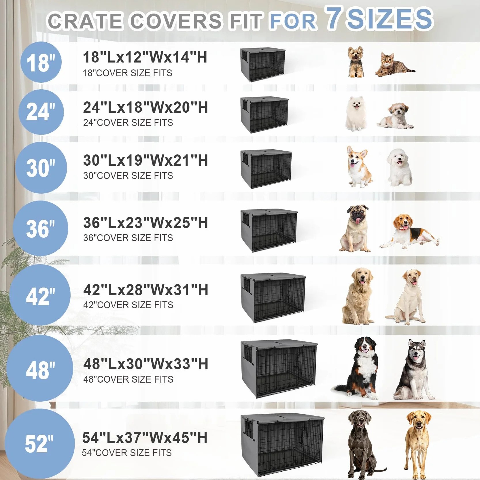 Explore Land Funda Duradera para Jaula de Perro, Funda de poliéster para Perrera, Ajuste Universal para jaulas de Alambre de 24 a 48 Pulgadas (36 Pulgadas (Paquete de 1), Funda Gris)