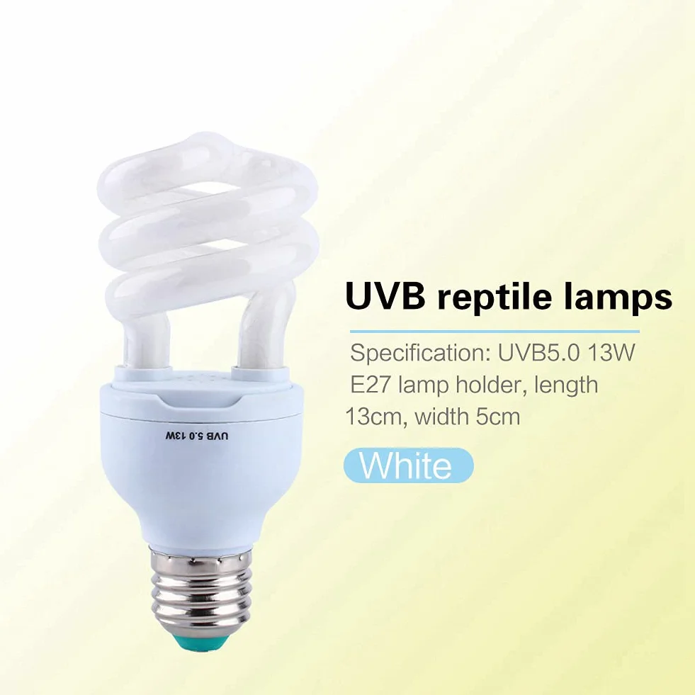 Haofy Luces para Reptiles 13W UVB 5.0 E27, Bombilla Compacta en Espiral de Ahorro de Energía para Tortuga, Serpiente y Lagarto