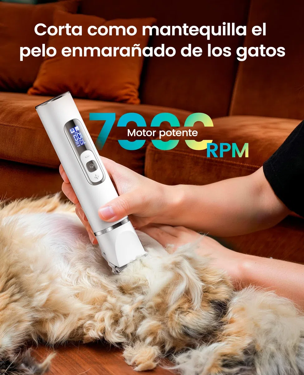 Oneisall Cortapelos 3 en 1 para Mascotas, Maquina Cortar Pelo Perros, Maquinilla Silenciosa con Pantalla LCD, Ideal para Cortar Pelaje Enredado, Sarro Anal, Patas y Ruedas de Gatos y Perros