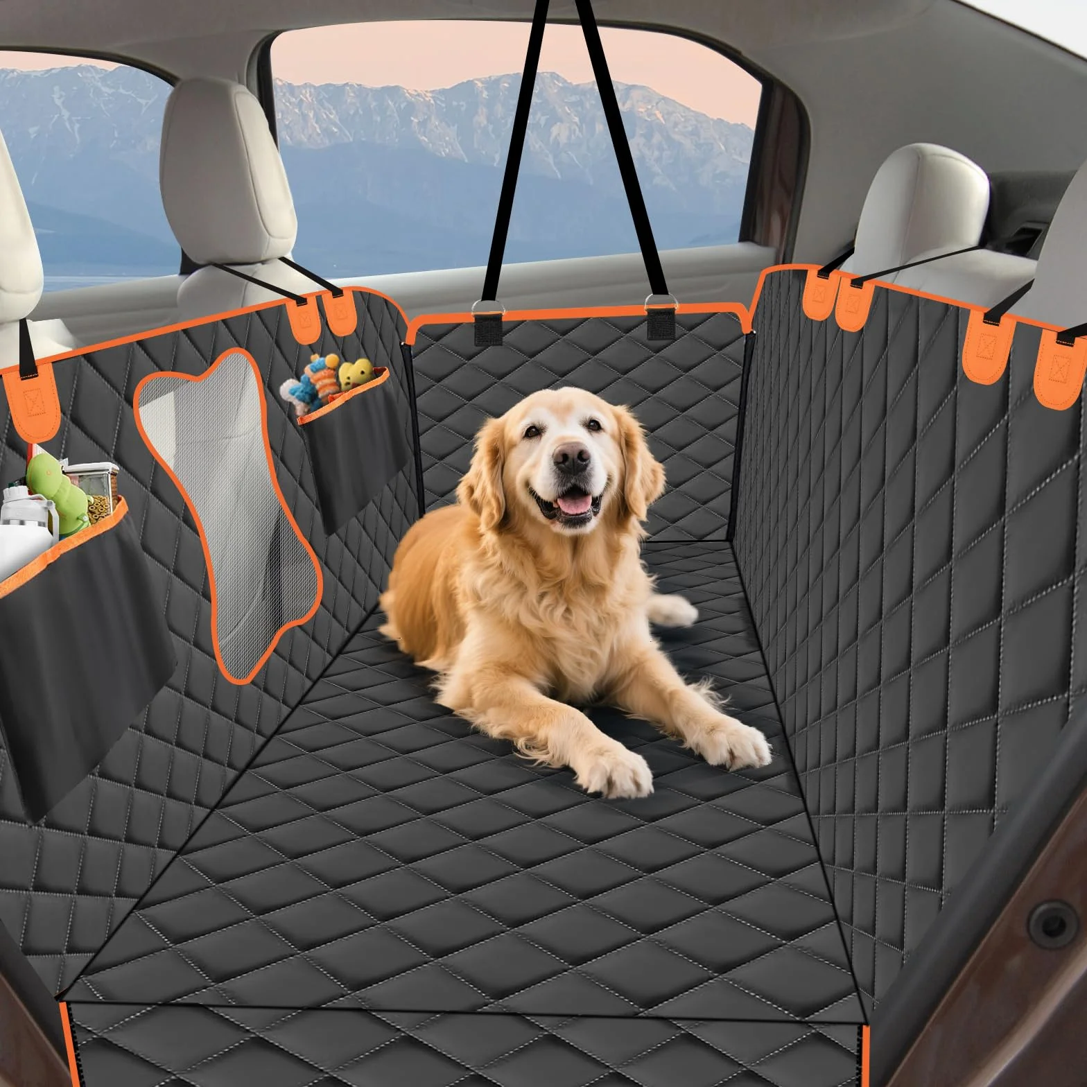 Vortix Funda Coche Perro – La Mejor Compañera De Viaje, Te Permite Lavar El Coche con Menos Frecuencia Y Protege El Interior del De Las Manchas, Arañazos Y Pelos De Las Mascotas