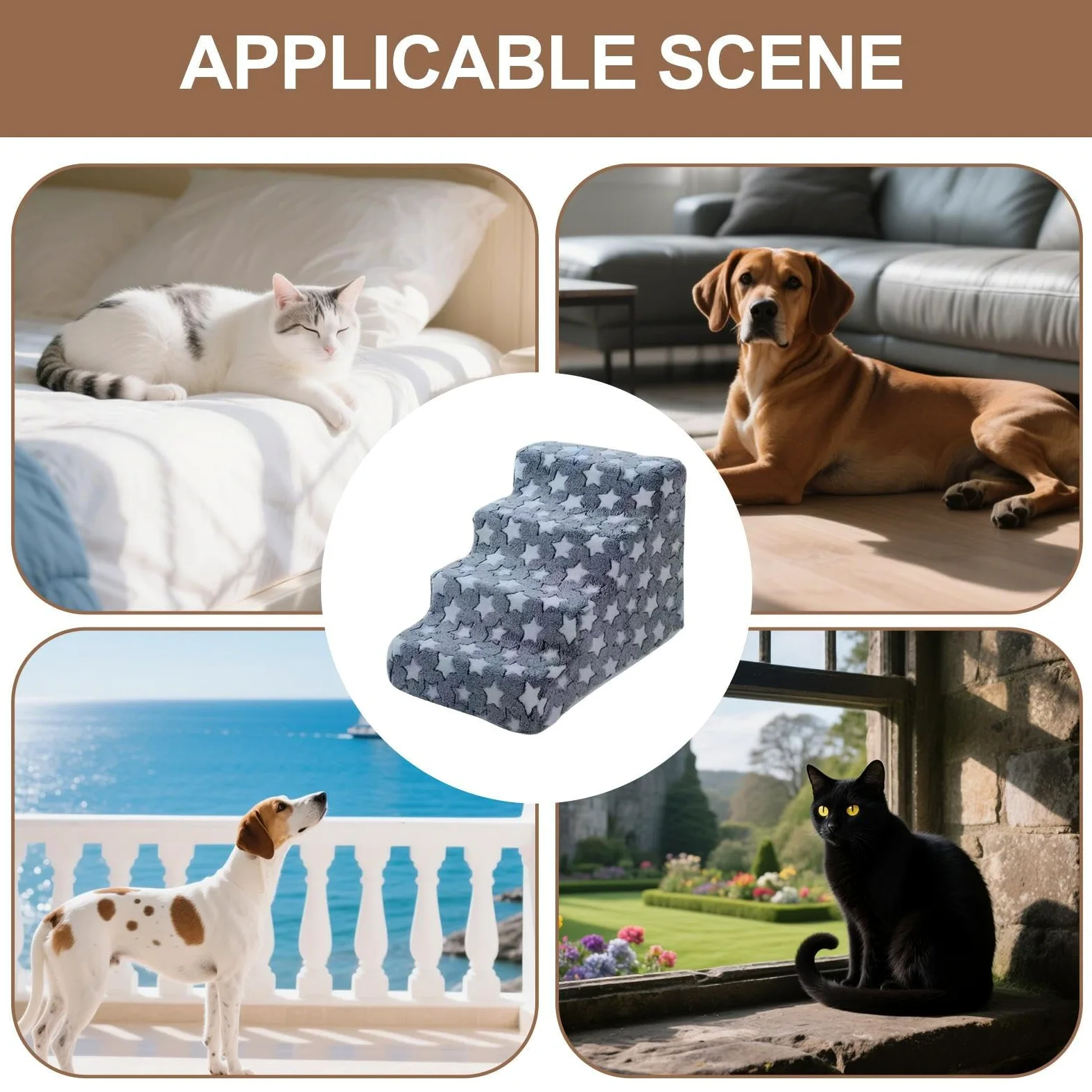 Escaleras para perros, rampa para gatos mayores | Escalera para mascotas antideslizante y desmontable para sala de estar, dormitorio, estudio, vehículo, alféizar de la ventana, cama, sofá, cachorros
