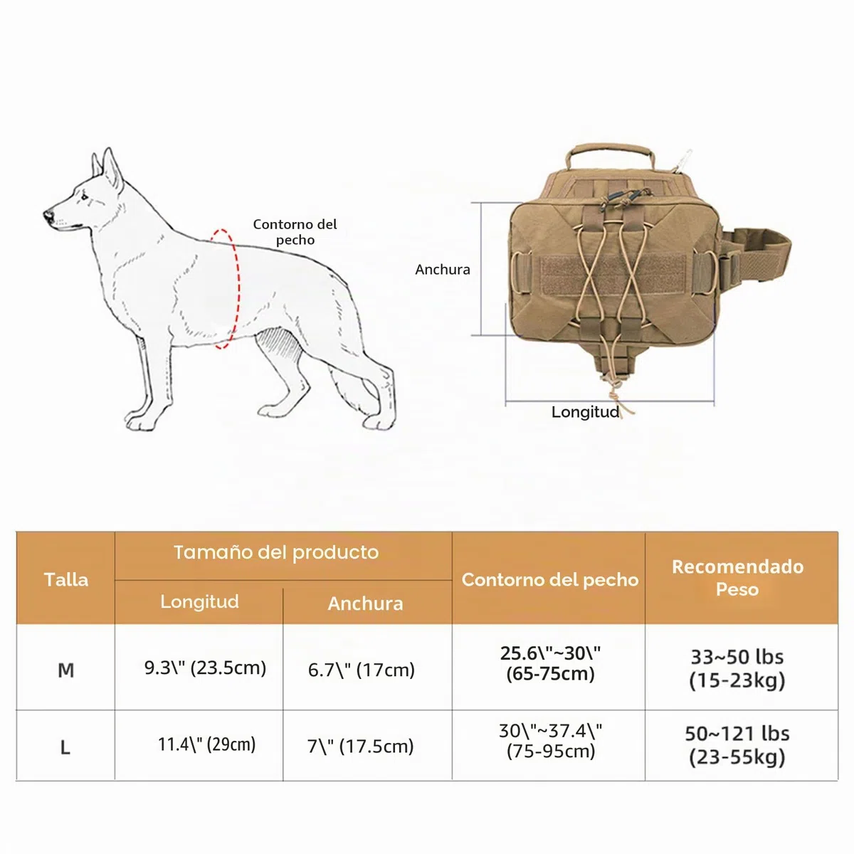 EXCELLENT ELITE SPANKER Mochila para Perro Hound Dog Saddle Bag para Viajes Camping Senderismo Perro Mediano y Grande con 2 Bolsillos Laterales de Gran Capacidad(COB-L)