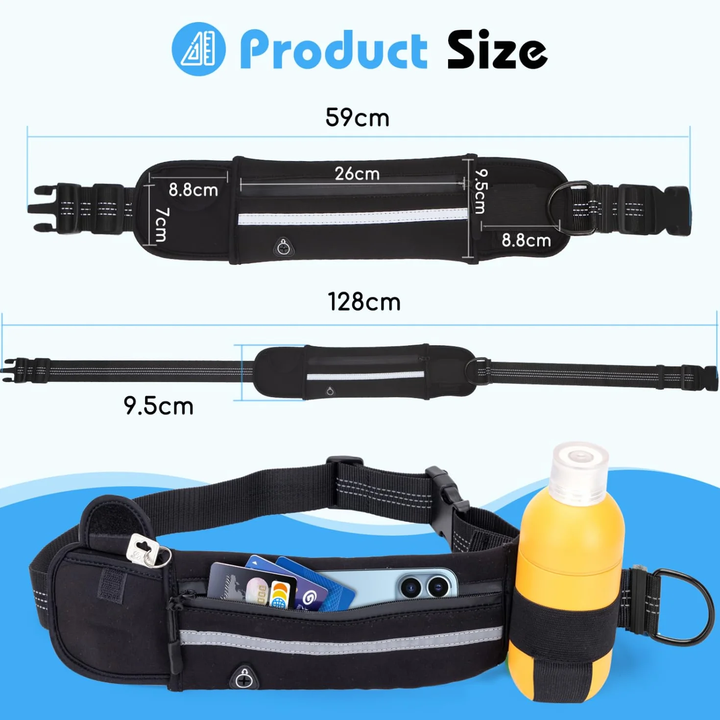 Nobleza Correa de correr para 2 perros con cinturón abdominal, para perros, reflectante, elástica, para correr, senderismo