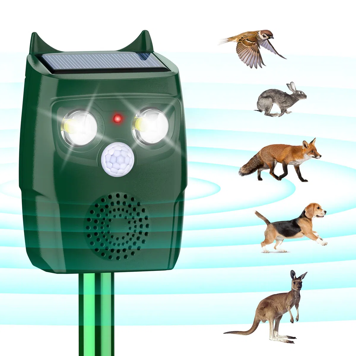 Repelente para Gatos, Ahuyentadores de Gatos Exterior Multifuncionales, Repelente GatosJardin Exterior, Solar Ultrasonido RepelenteparaGatoscon Sensores Infrarrojos y Flash LED y Sonidos de Alarma