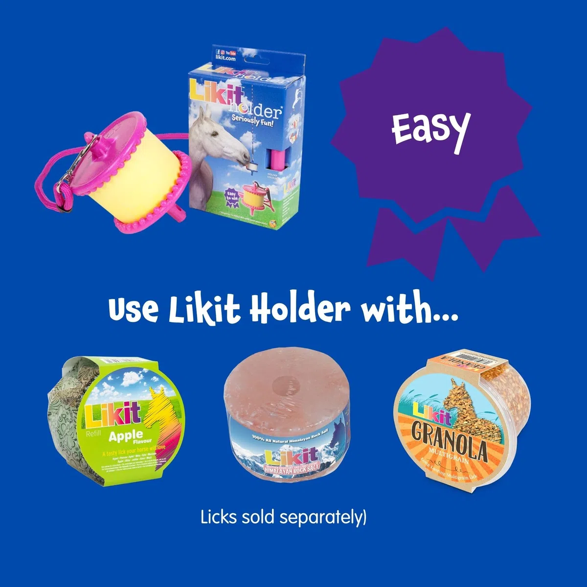 Likit Holder Aqua | Juguete Estable para Caballos, Use golosinas para Caballos | Ayuda al aburrimiento del Caballo | Aqua