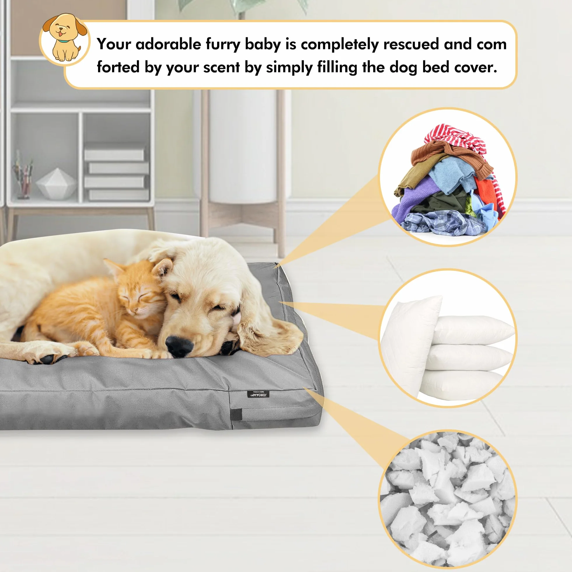 Funda Impermeable para Cama de Perro de Lona con Cremallera, Lavable, Funda de Repuesto para Jaula de Perro, 40 x 27 x 4 Pulgadas
