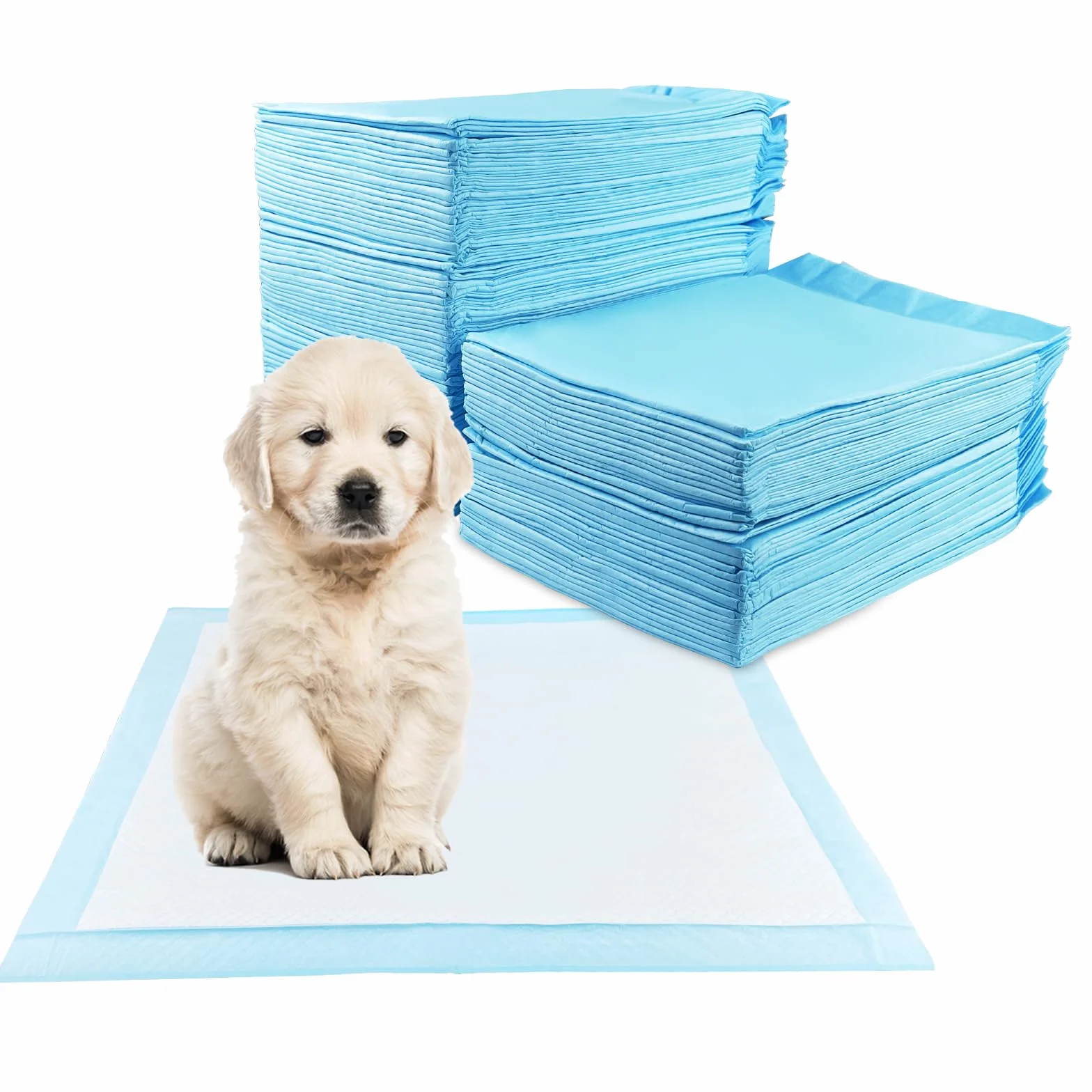 Fousenuk 100 Unidades Empapadores Perros 60X60cm, Almohadillas Perro para Puppy Pads en Casa, WC Perros Alfombrillas Higiénica Desechables para Mascotas, Superficie de Secado Rápido, Transpirables