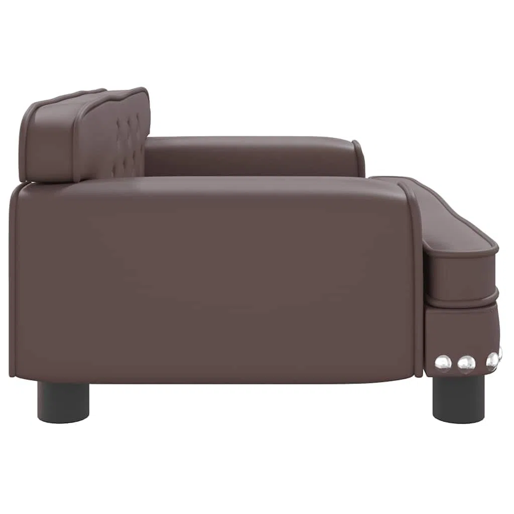 vidaXL Cama para Perros de Cuero sintético marrón 70x45x30 cm, sofá para Perros, Cama para Cachorros, Asiento para Perros, sofá para Mascota