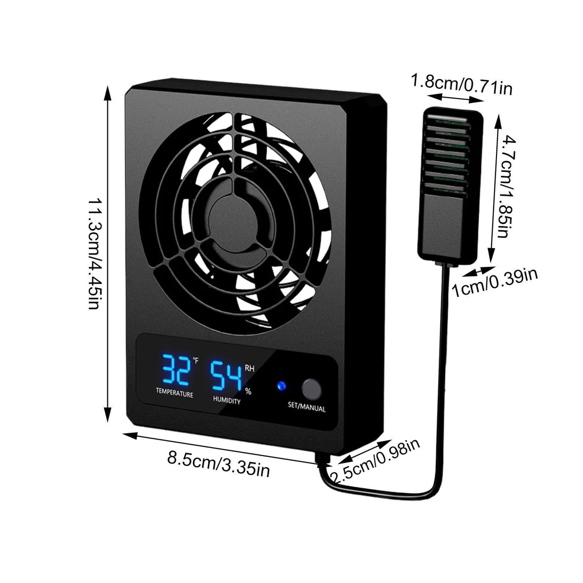 Ventilador inteligente con pantalla LED, control de temperatura y humedad, de refrigeración silencioso, ventilación de terrario, propietario de reptiles, promueve la salida de aire