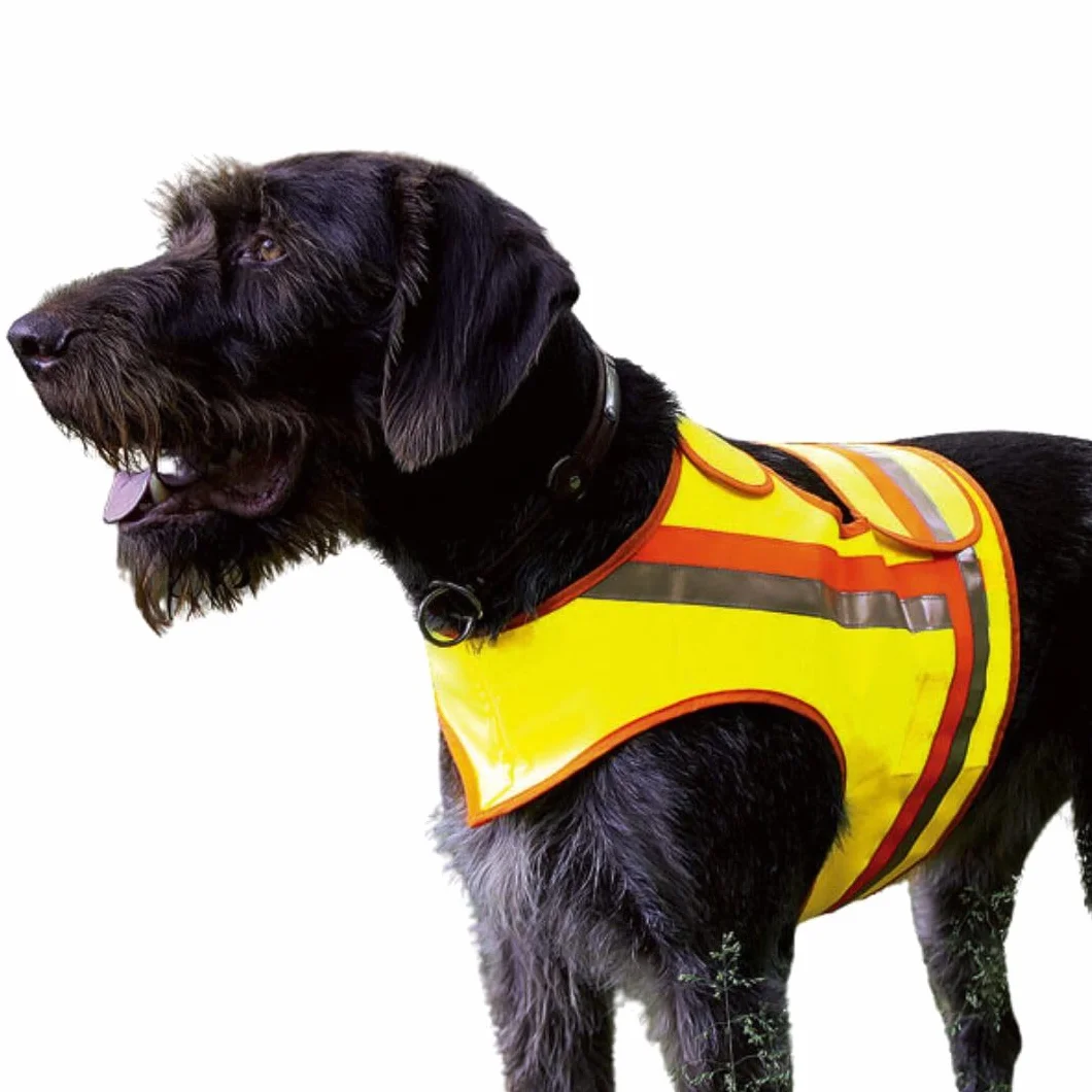 Chaleco reflectante de seguridad para perros de caza a la deriva y paseos en la oscuridad, color amarillo y naranja con rayas reflectantes (XL)