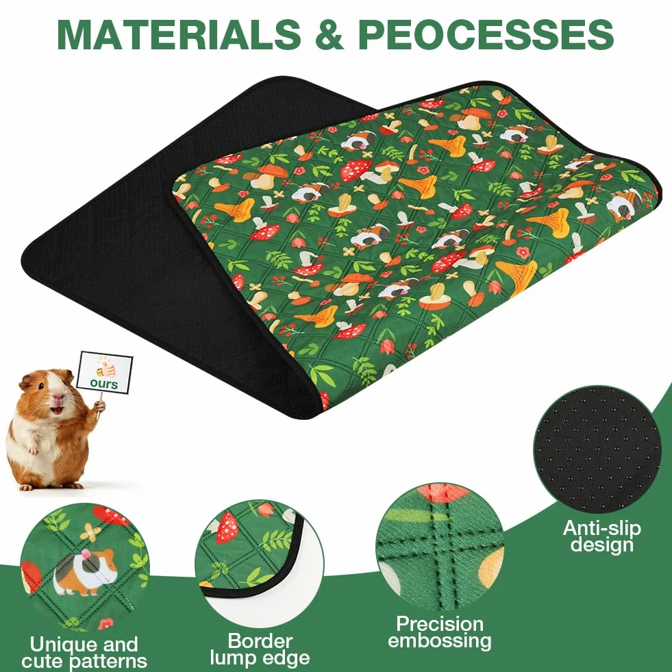 AUYAO Alfombras para Jaula de Cobayas, 2pcs 60X120cm Alfombra de Jaula Absorbente Lavable, Accesorio de Cama para Dormir, Forro de Jaula para Jugar Baño Manta Hogar Interior Sala de Estar
