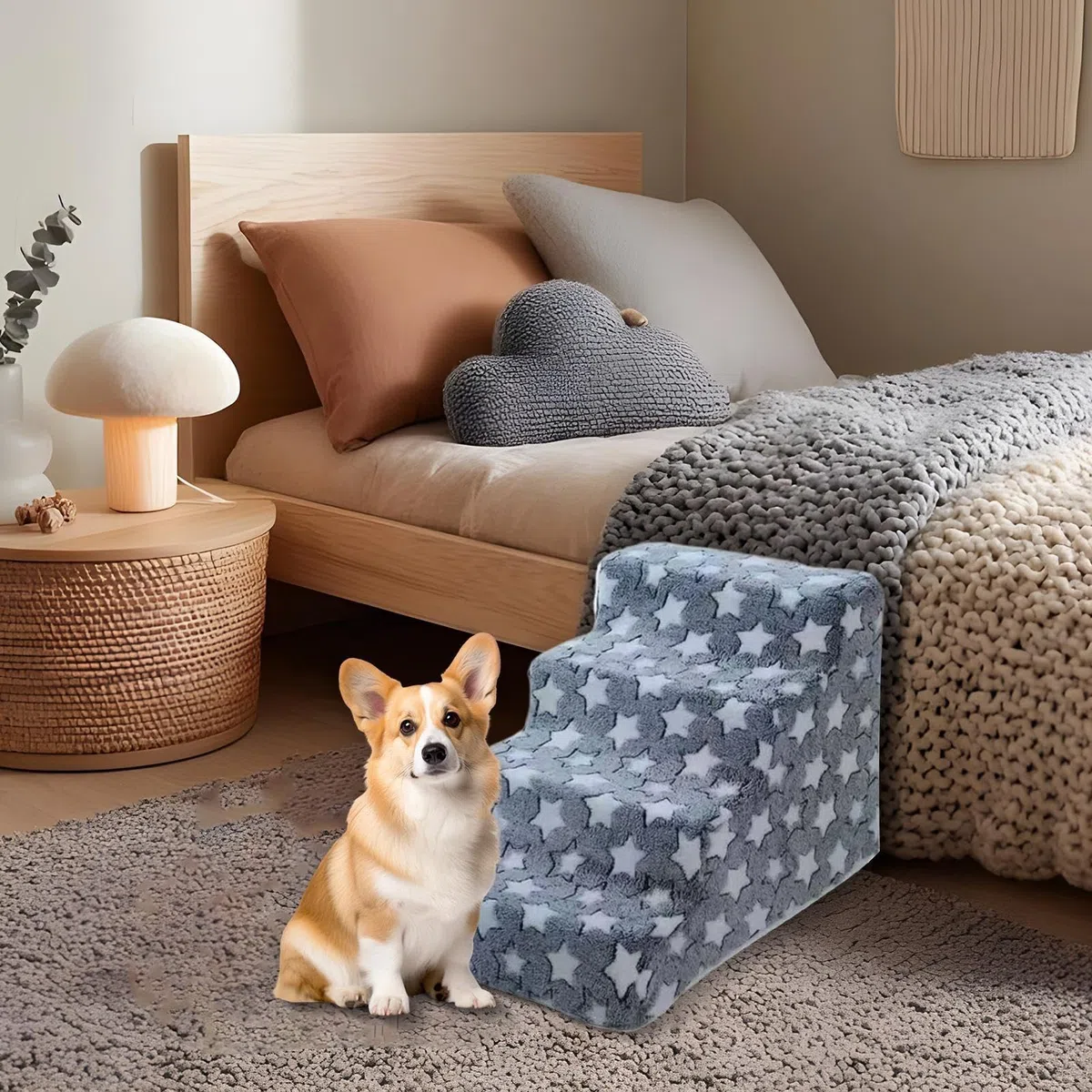 Escaleras para perros, rampa para gatos mayores | Escalera para mascotas antideslizante y desmontable para sala de estar, dormitorio, estudio, vehículo, alféizar de la ventana, cama, sofá, cachorros