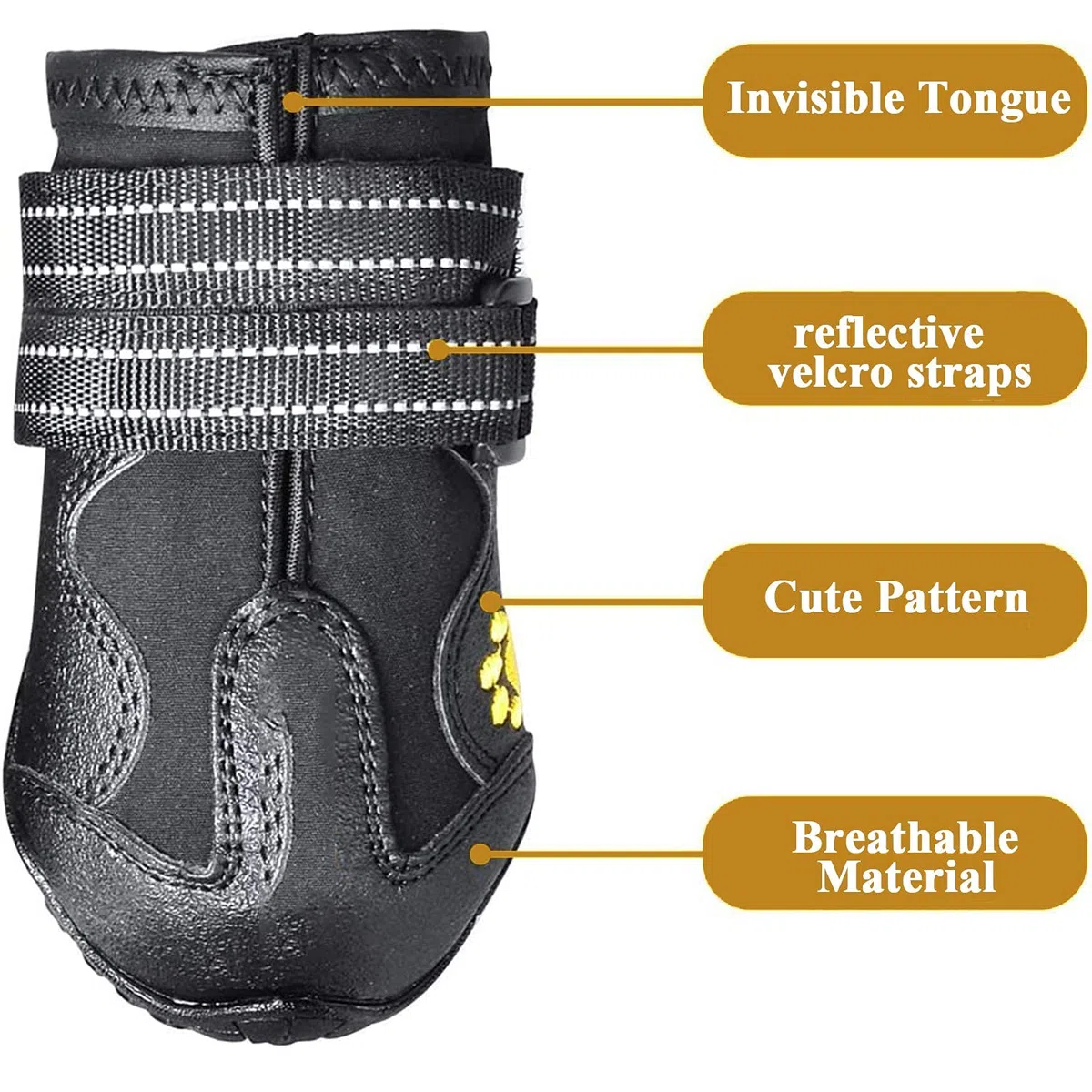 Botas para Perros de 4 Piezas, Zapatos Impermeables Con Correas Ajustables Reflectantes para Medianos y Grandes (A, 8)