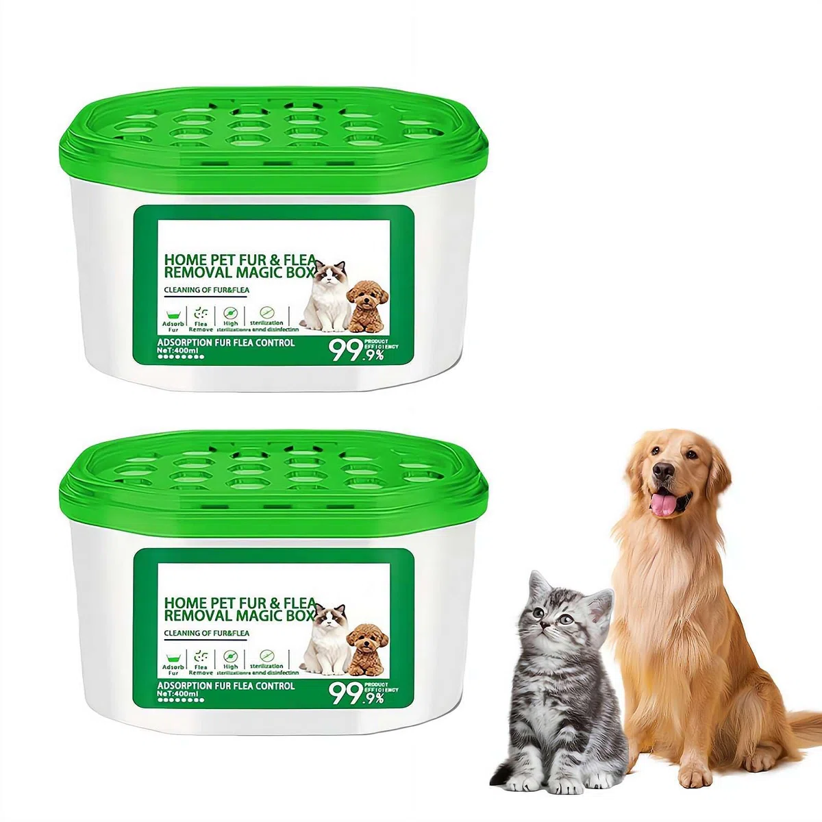 Home Pet Fur & Odor Removal Magic Box, 2026 New Pet Hair Removal MagicBox, 360 All Around Pet Hair Remover Pets Magic Box, Eliminador de olores portátil y colector de polvo, para el hogar, PetAreas