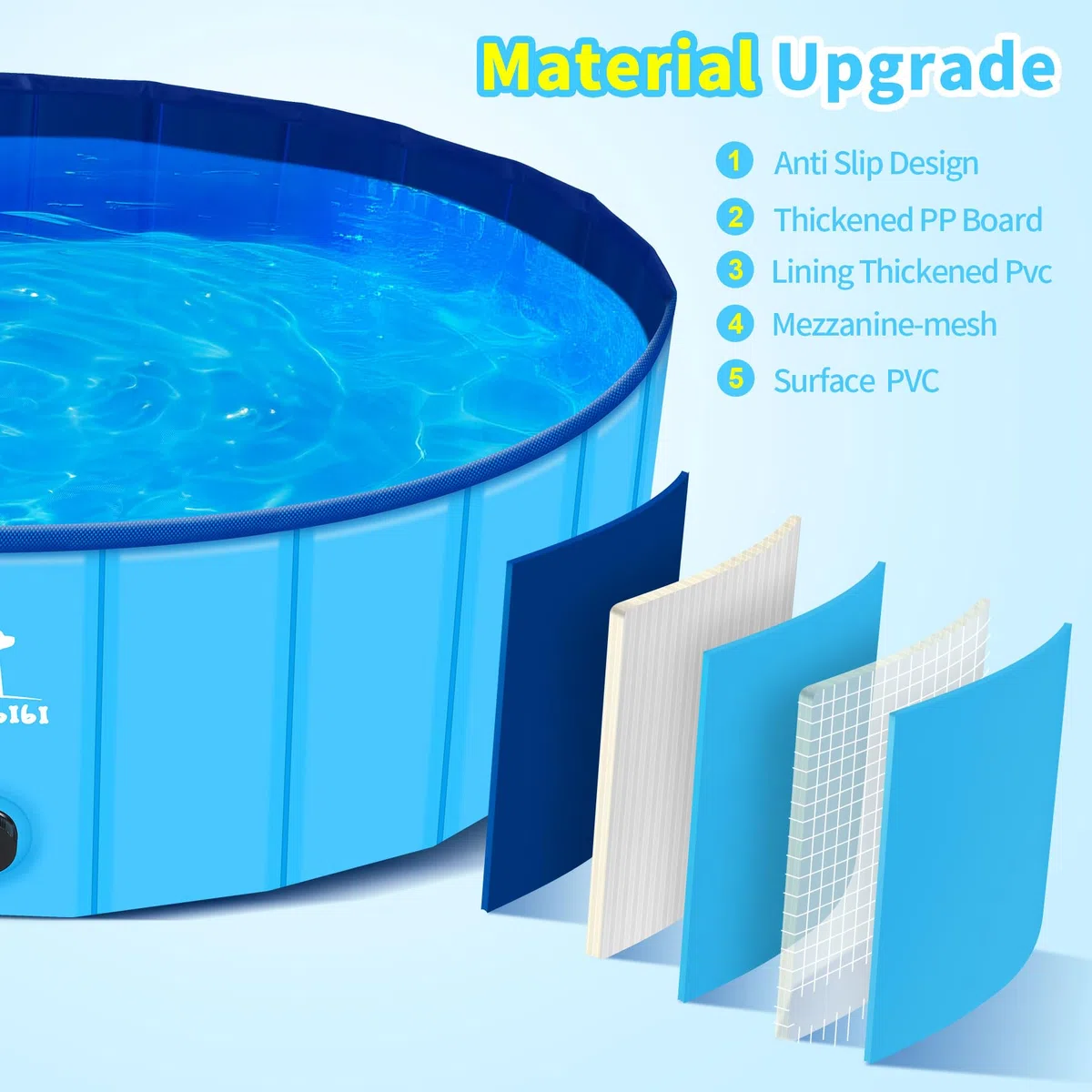 Pourbibi Piscina para Perros, Piscina De Baño para Perros, Ducha Plegable para Mascotas con PVC Ecológico Antideslizante (80x20 Cm)