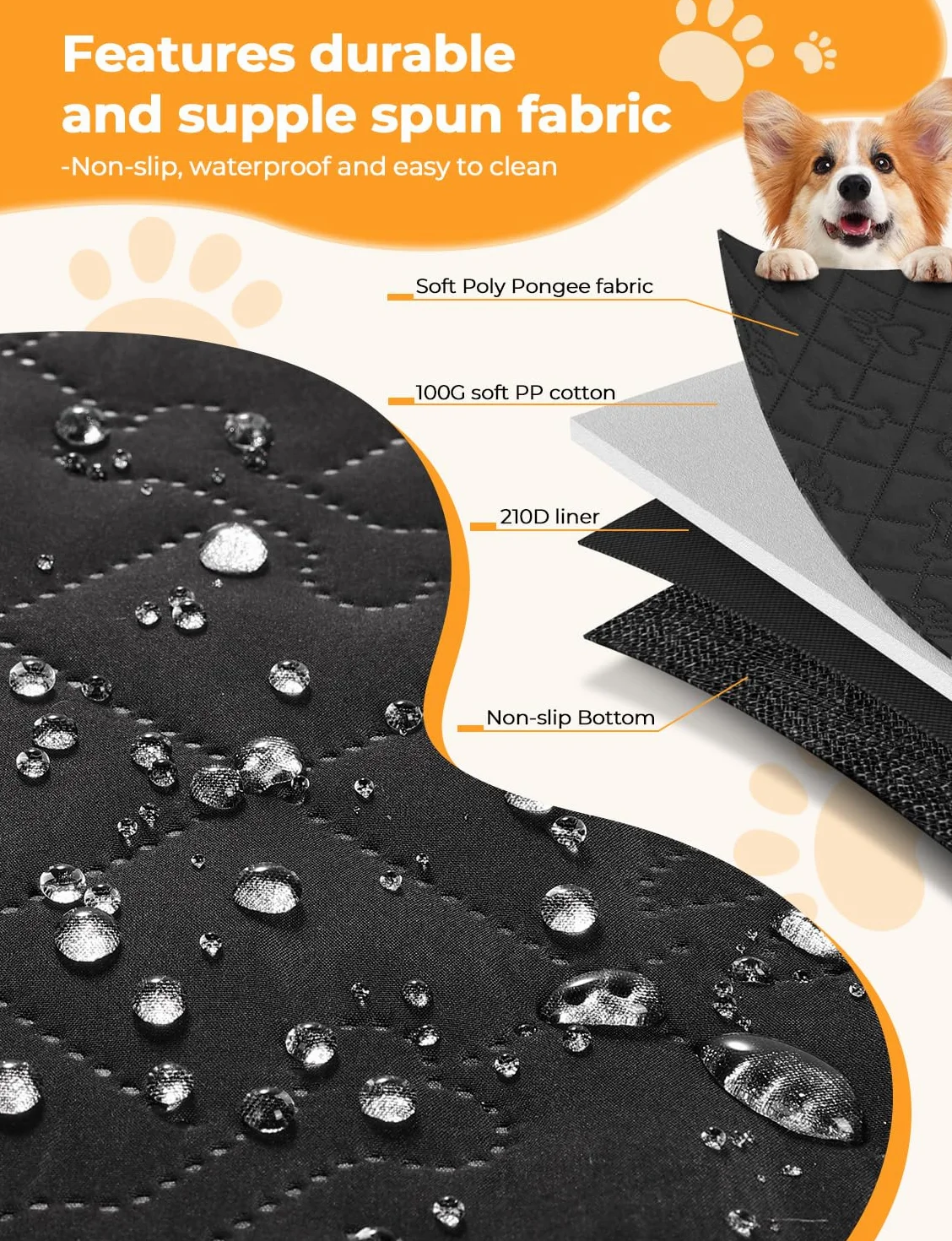 KYG Funda de Asiento para Coche para Mascotas - Diseño Desmontable, Ventana de Malla Transpirable, Correa de Seguridad Antiescape, Impermeable y Antideslizante - Universal para Perros y Gatos (Negro)