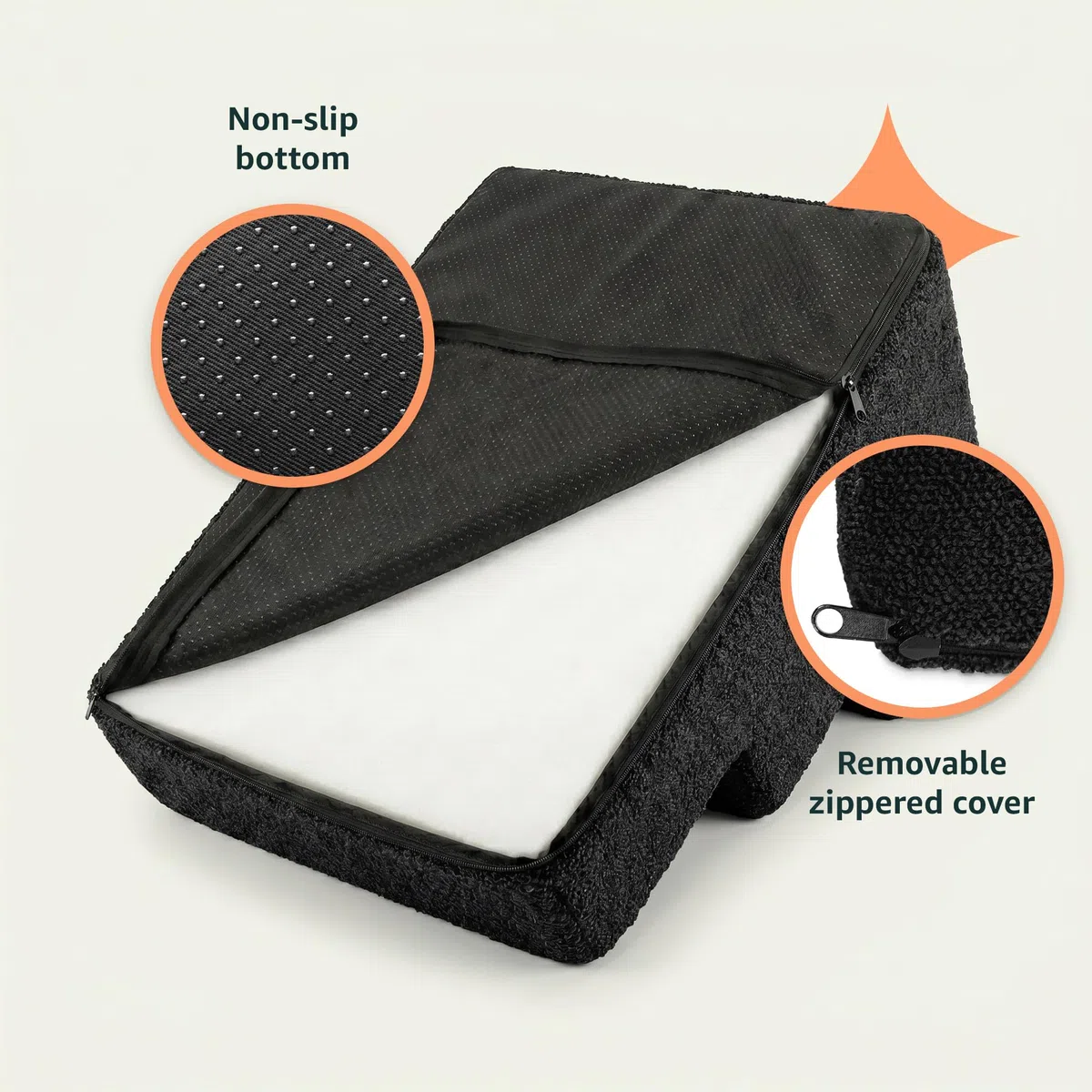 murando Escalera para Perros de 3 Etapas - Rampa de 30 cm de Altura para Cama y Sofá - Peldaños para Mascotas, Perros y Gatos - Espuma de Alta Densidad, Antideslizante - Material de Bouclé - Negro