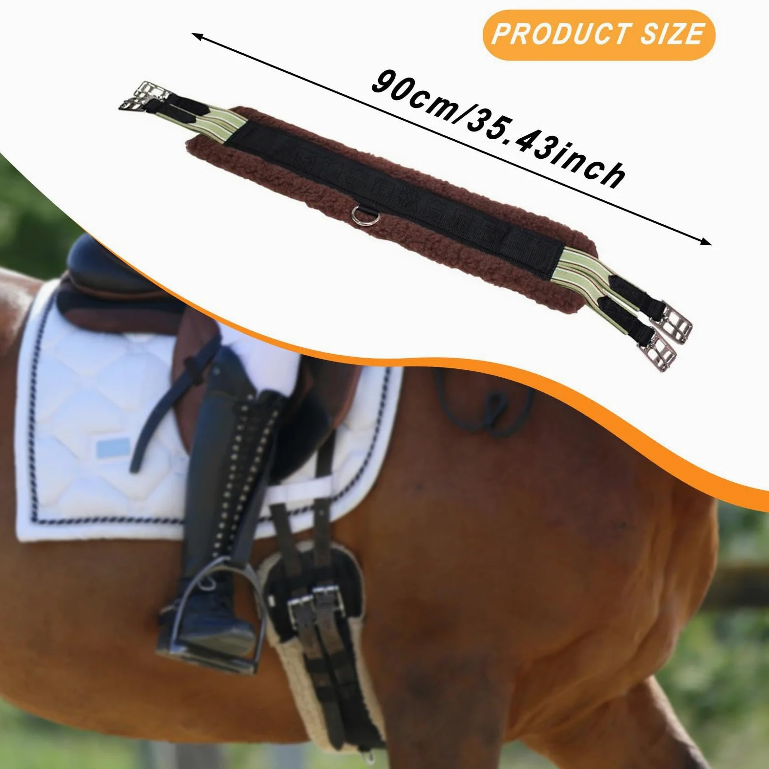 Cincha para Caballo Cincha Transpirable Cincha de Montura Cincha de Caballo con Tela de Franela de Acero Fácil de Acoplar a O