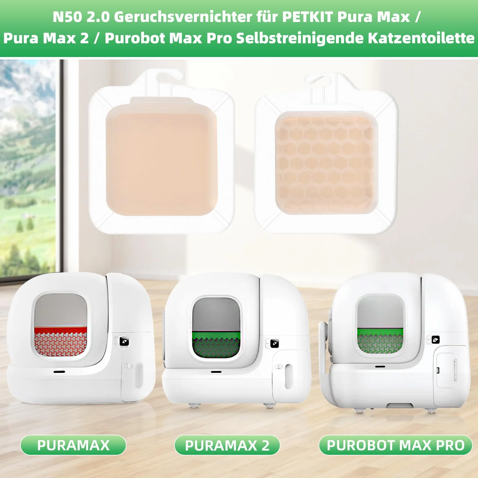 6 unidades N50 2.0 Eliminador de olores para PETKIT Pura Max/Pura Max 2 / Purobot Max Pro Autolimpiante Gato, eliminador de olores para eliminar olores persistentes de mascotas