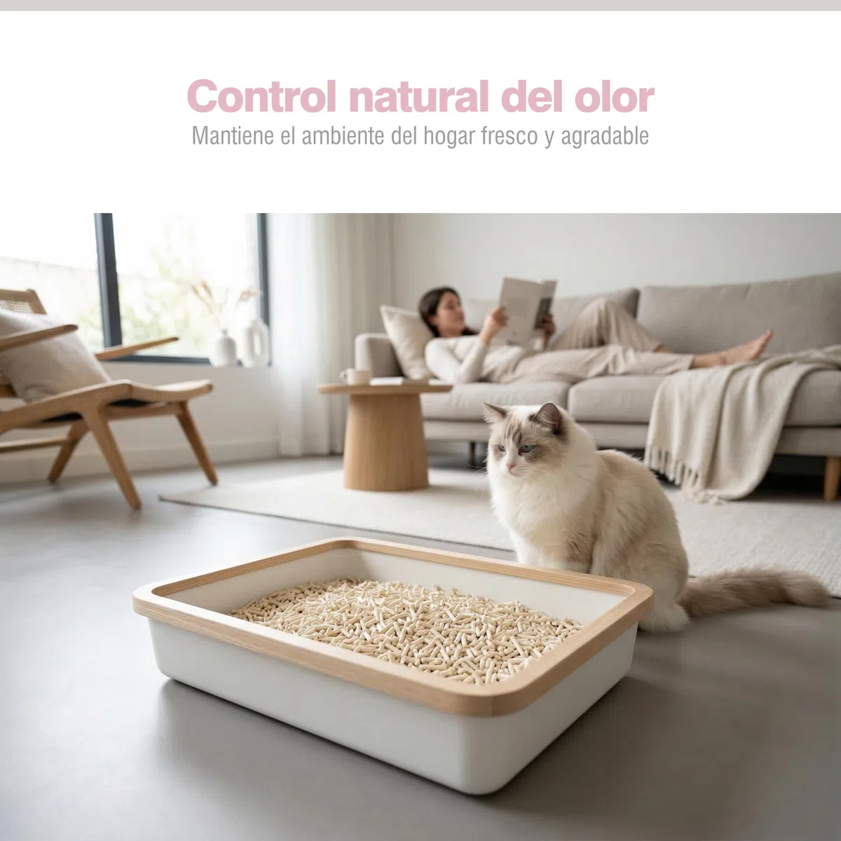 PORTENTUM Arena de Tofu para Gatos sin Perfume – 10,8 kg de Arena aglomerante para Gatos con Control de olores y fácil Limpieza – Pellets Vegetales Que no se pegan y Mantienen el arenero Limpio